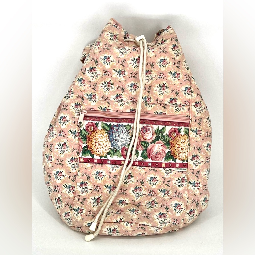 Vintage Vera Bradley RARE 1996 Pastel Pink Large Sling Drawstring Bag Made in US